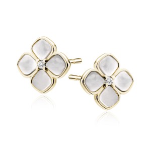 Cercei argint placati cu aur galben cu flori si Mother of Pearl DiAmanti Z2121EG_W-DIA (Argint 925‰ 1,5 g.)